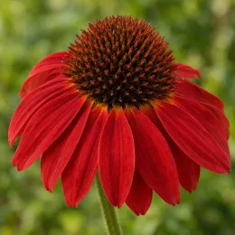 Échinacée 'Red' (Echinacea panama) — gros plan sur une fleur rouge solitaire · Photo d'illustration