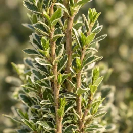 Fusain du japon 'White spire' (Euonymus japonicus) — rameaux dressés au feuillage vert marginé de crème