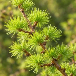 Mélèze commun (Larix decidua) — rameau couvert de bouquets d’aiguilles vertes · Photo d'illustration