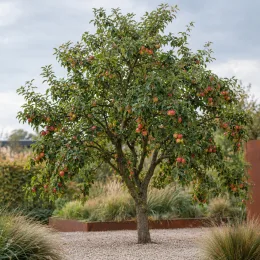 Pommier 'Annurca' (Malus domestica) — arbre fruitier isolé couvert de pommes mûres