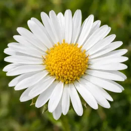 Aster des alpes 'Albus' (Aster alpinus) — gros plan d’une fleur blanche au cœur jaune · Photo d'illustration