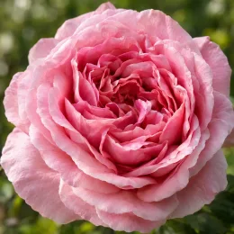 Rosier 'Catherine de medicis' (Rosa hybrida) — gros plan de fleur rose très double · Photo d'illustration