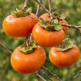 Plaqueminier 'Pomme' (Diospyros kaki) — gros plan de fruits orange sur branches