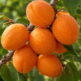 Abricotier 'Sungiant' (Prunus armeniaca) — gros plan de fruits orange sur branche