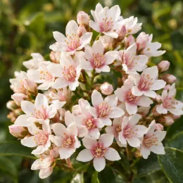 Raphiolépis du japon 'Minor' (Rhaphiolepis umbellata) — grappe dense de petites fleurs rosées · Photo d'illustration