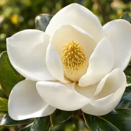 Magnolia 'Nana' (Magnolia grandiflora) — gros plan sur une grande fleur ouverte